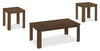Remy 44\" Traditional 3-Pack Coffee + 2 End Tables - Brown 
