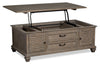 Lancaster 50" Traditional Lift Top Coffee Table with Storage and Casters - Grey and Bronze Pine|Table à café traditionnelle Lancaster de 50 po avec dessus relevable, rangement et roulettes - grise et pin bronze