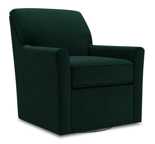 Made in Canada Sofa Lab Customizable Swivel 31" Velvet Fabric Accent Chair - Hunter Green 