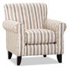 Made in Canada Wynn 36\" Linen-Look Fabric Accent Chair with Rolled Arms and Wood Legs - Stripe Multicolour