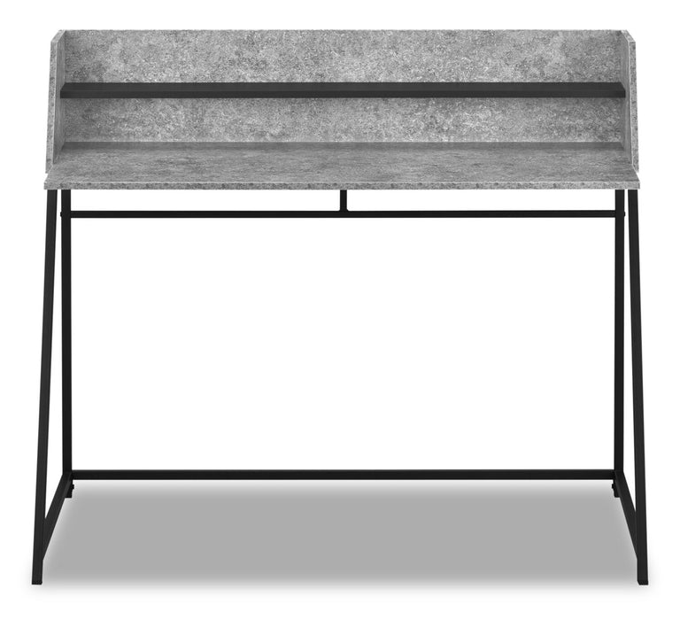 Lawson 47.25\" Office Desk with Small Hutch - Grey Stone-Look