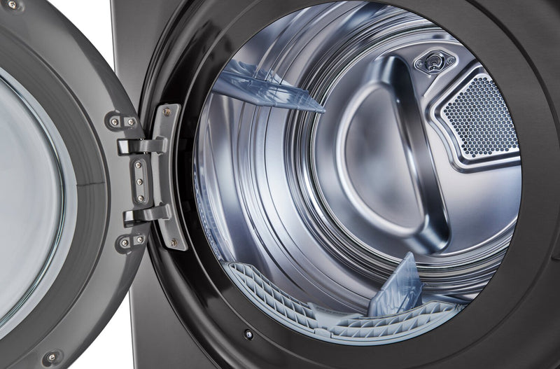 LG 5.2 Washer/7.4 Gas Dryer Cu. Ft. Front-Load High-Efficiency Steam Washtower™ - Black Steel - WKGX201HBA