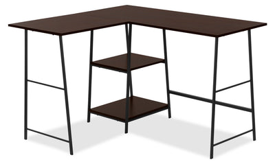 Evlin 42" L-Shaped Office Desk with Shelves - Espresso|Bureau en forme de L Evlin de 42 po à tablettes - espresso