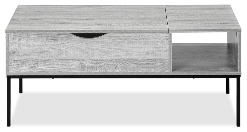 Bence 42\" Modern Lift Top Coffee Table with Storage - Taupe with Black Metal Legs