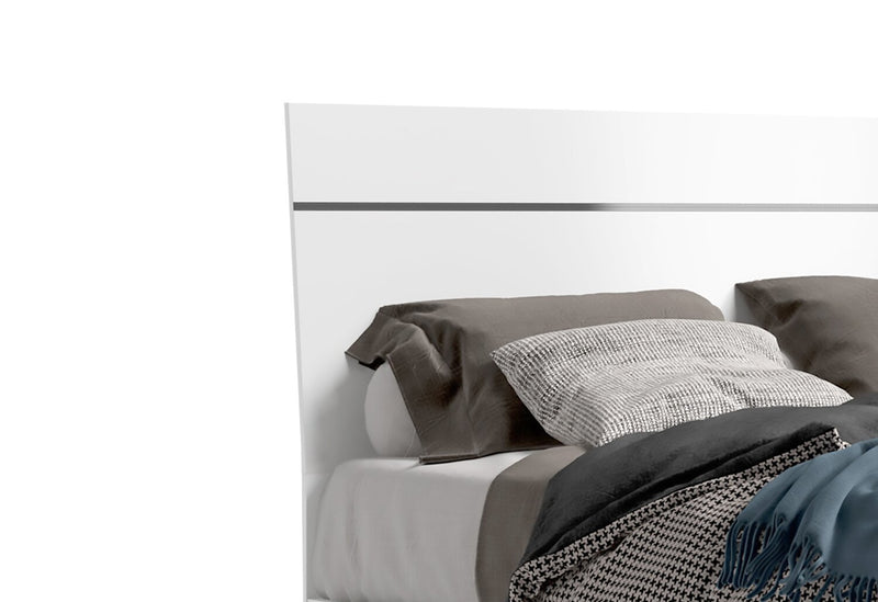 Raia Panel Bed - Made in Italy, Modern, White - Queen Size