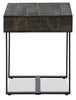 Vito 24" Modern End Table with Storage - Brown with Black Metal Legs|Table de bout moderne Vito de 24 po avec rangement - brune avec pattes en métal noir