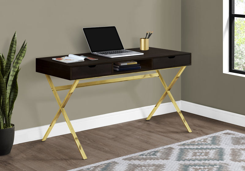 Flynn 47.25\" Reclaimed Wood-Look Office Desk with 2-Drawers - Espresso