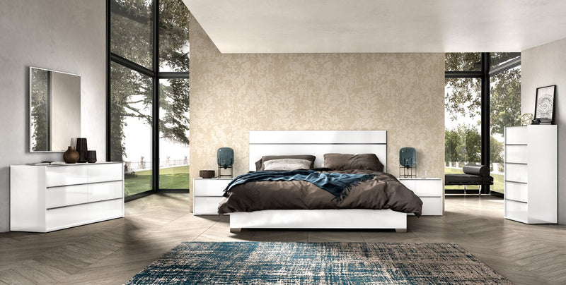 Raia Panel Bed - Made in Italy, Modern, White - Queen Size