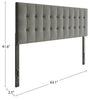 Ellis Upholstered Headboard in Grey Fabric, Button Tufted - Queen Size | Tête de lit rembourrée Ellis en tissu gris avec capitonnage à boutons - format grand lit