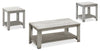 Lincoln 42\" Traditional 3-Pack Coffee + 2 End Tables with Shelf - Grey 