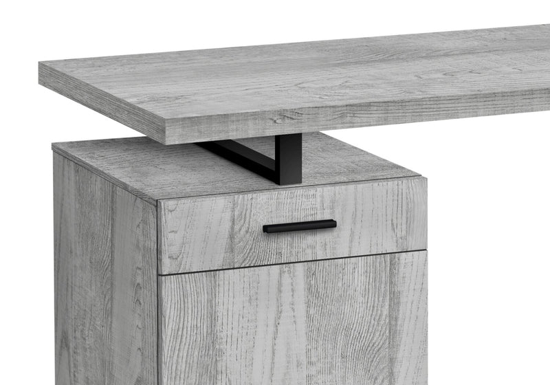 Remi 47.25\" Reversible Office Desk with Drawer & Cabinet - Grey