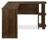 Eason 47" L-Shaped Office Desk with Shelf - Walnut|Bureau en forme de L Eason de 47 po avec tablette - noyer