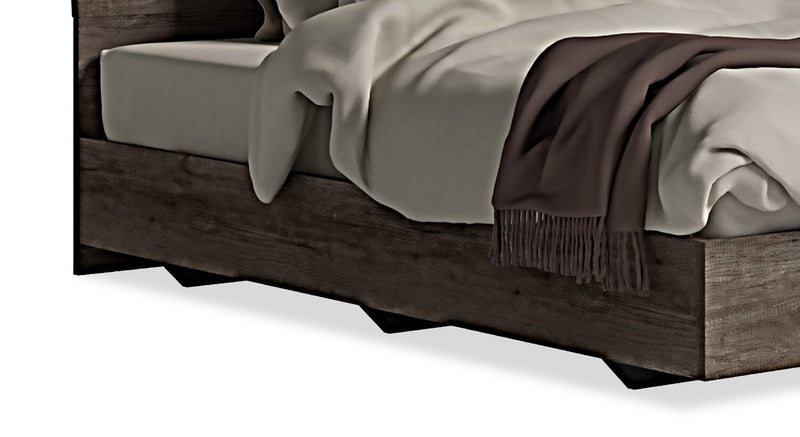 Gino Panel Bed with Headboard & Frame - Made in Italy, Modern, Brown - King Size