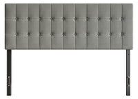 Ellis Upholstered Headboard in Grey Fabric, Button Tufted - Queen Size