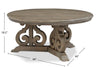 Tinley Park 40" Traditional Round Coffee Table - Grey-Brown Pine with Scroll Design Base|Table à café ronde traditionnelle Tinley Park de 40 po - pin gris-brun avec base à volutes