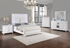 Ava Panel Bed with Headboard & Frame, LED, Glam, White - Queen Size | Lit à panneau Ava somptueux avec tête de lit, cadre de lit et éclairage à DEL, blanc - format grand …
