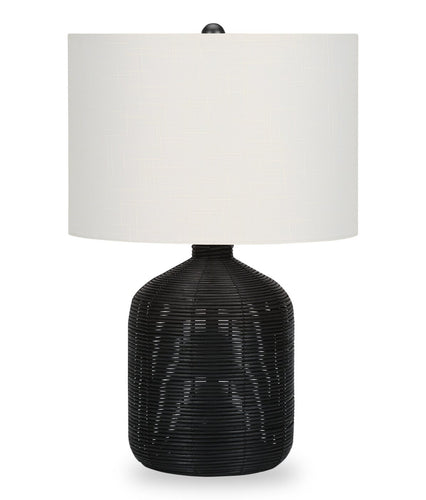 23" Black Rattan Table Lamp
