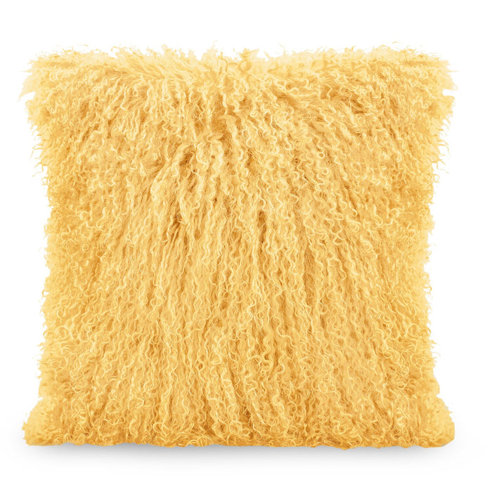 Mongolian Sheepskin Accent Pillow - Gold