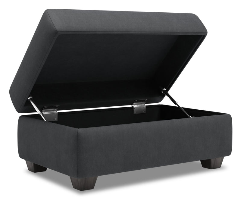 Made in Canada Customizable Sofa Lab The Trunk 39\" Linen-Look Fabric Storage Ottoman - Pax Pepper Grey