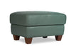 Chateau d’Ax Vita 31" 100% Genuine Leather Ottoman with Diamond Pattern Stitching and Wood Legs - Seafoam Green | Pouf Vita de Château d’Ax de 31 po en cuir 100 % véritable avec coutures à motif de diamant et pattes en bois - vert écume de mer