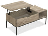 Bence 42" Modern Lift Top Coffee Table with Storage - Taupe with Black Metal Legs|Table à café moderne Bence de 42 po avec dessus relevable et rangement - taupe avec pattes en métal noir