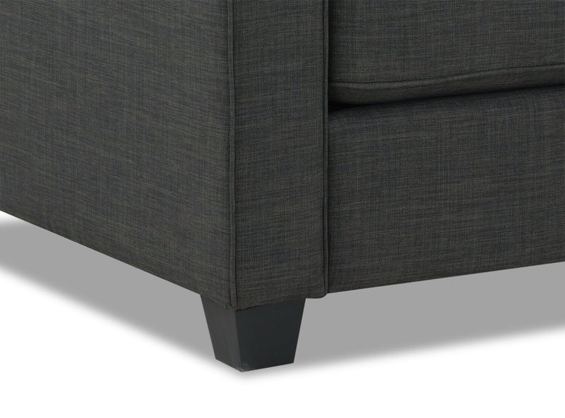 Made in Canada Sawyer 35\" Linen-Look Fabric Chair with Reversible Cushions and Track Arms - Charcoal Grey