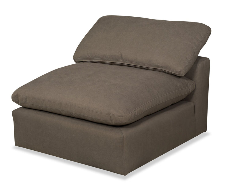 Eclipse Modular 124\" Linen-Look Fabric Sofa with Reversible Feather Down Cushions - Slate Brown