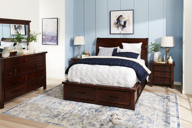 Sonoma 5pc Bedroom Set with Storage Bed, Dresser & Mirror, Mango Brown - King Size