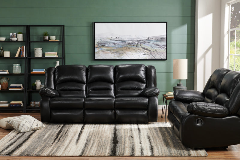 Toreno 64\" Genuine Leather Reclining Loveseat - Black