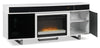 Odesos 72" TV Stand with Glass Ember Firebox and Soundbar – White - Modern style TV Stand with Fireplace in White