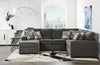 Verona 2-Piece Brushed Linen-Look Fabric Left-Facing Sectional - Charcoal 