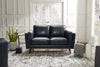 Vivia Top-Grain Genuine Leather Loveseat - Navy 
