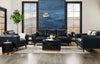 Vivia Top-Grain Genuine Leather Sofa - Navy 