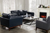 Vivia Top-Grain Genuine Leather Sofa - Navy 